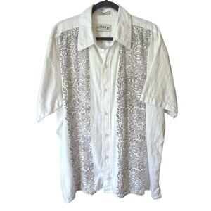 Orvis Embroidered Short Sleeve Button Up Shirt Men’s XXL White Cotton